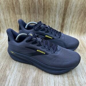 Brooks Ghost 17 Running Shoes Men's Size 10.5 2E Ebony Black Yellow 1104422E059